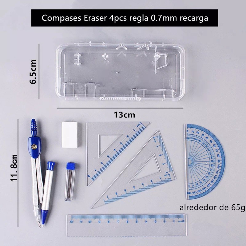 Dolores Juego Geometrico Flexible Regla Irrompible Compas Metalico