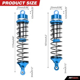 Rcawd 4Pcs Full Metal Big Bore Shocks Compatible With Arrma 3s Blx Upgrade Parts Shocks Absorber Damper Arrma Big Rock Arrma Typhon Arrma Vorteks Arrma Senton Arrma Granite Blue Parts