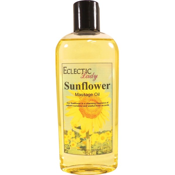Sunflower Scented Massage Oil, 8 oz, With Sweet Almond Oil