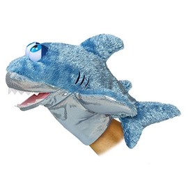 Aurora® Interactive Hand Puppet Sharky™ Stuffed Animal - Storytelling Adventures - Playful Learning - Blue 11.5 Inches