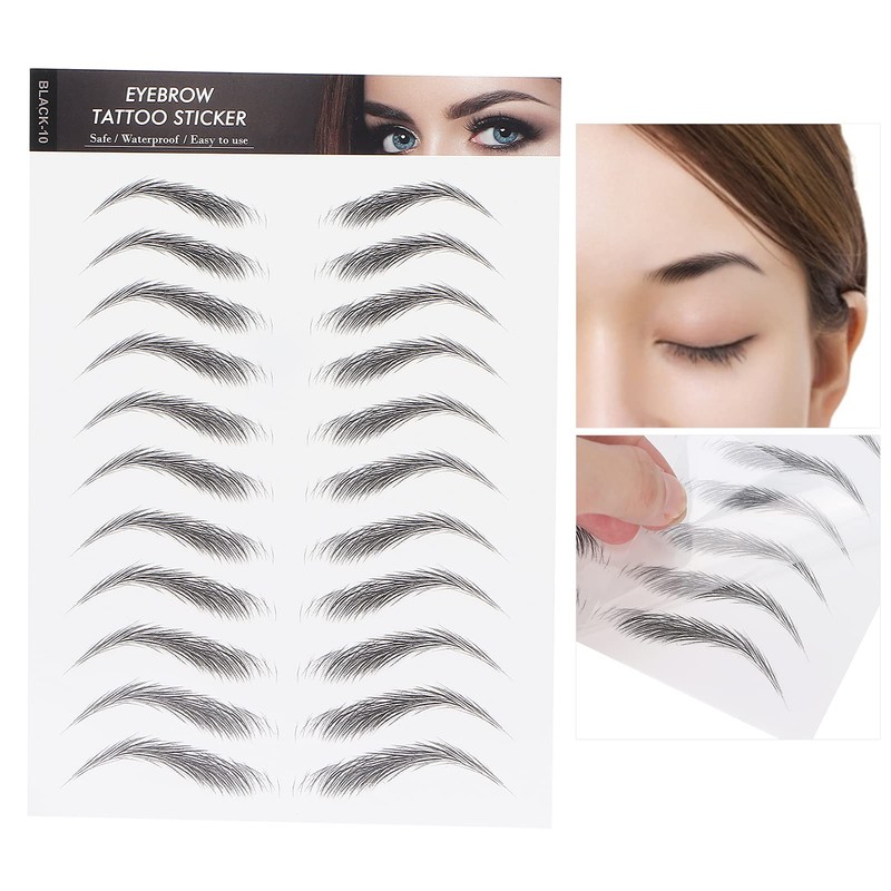 6D Eyebrow Tattoo Sticker, Eyebrow Shaping Stencils, Semi-Permanent, Hair-Like, Waterproof