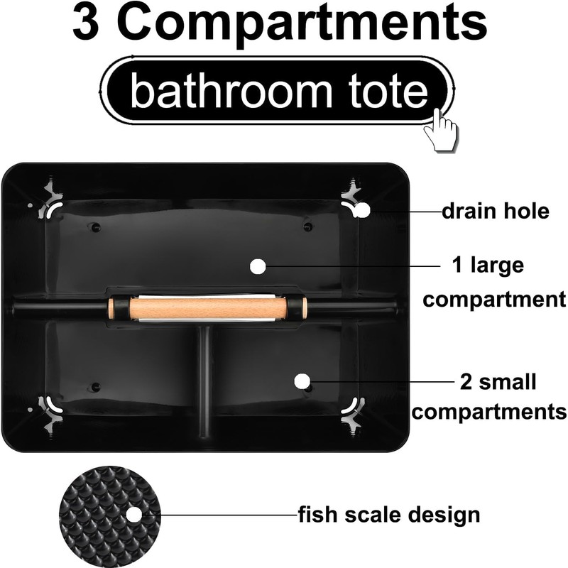 Portable Shower Caddy Basket with Compartments, Plastic Divided Cleaning Caddy