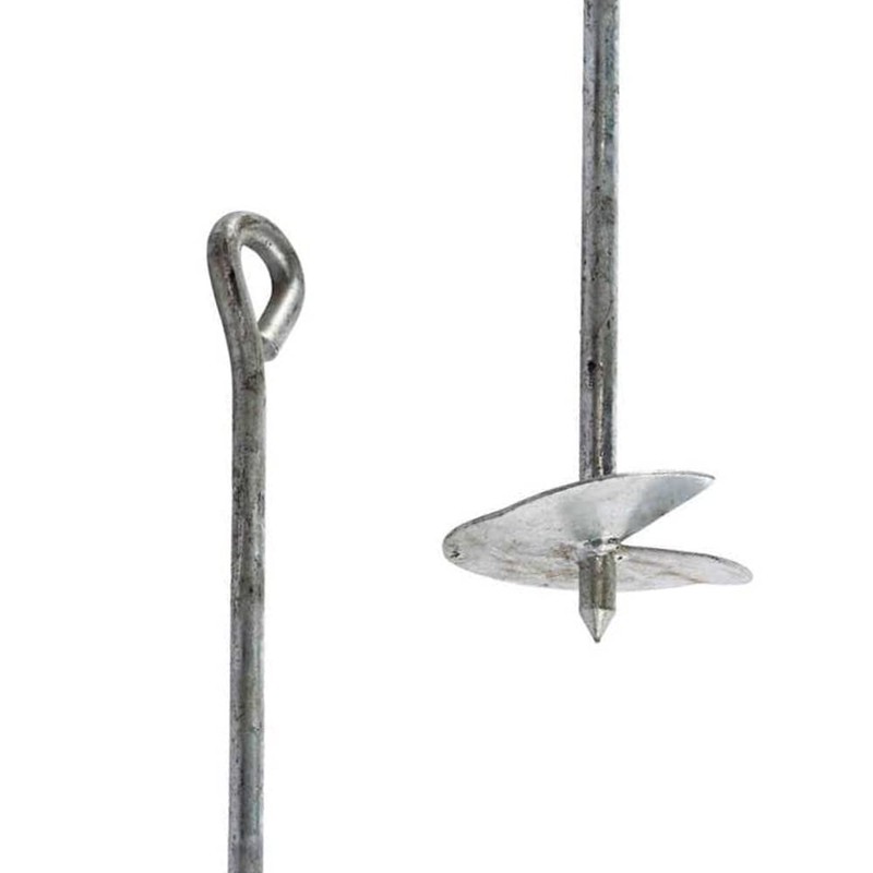 Ground anchor set for screwing in or concreting, including mounting