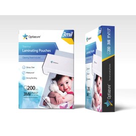 Optiazure Thermal Laminating Pouches 9"x11.5" Inches, 3mil 200Pack, Laminated Paper, Clear, Letter Size, Office and School Supplies