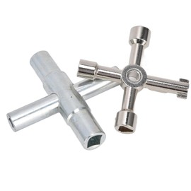 CYTGOUPER 2Pcs 4 Way Sillcock Key, Stainless Steel Portable Sillcock Key, Multi-functional 4 Way Water Key for Power Water Gas Trains Bolts Elevators