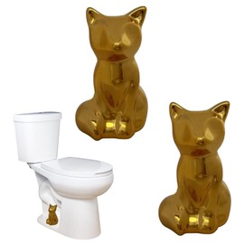 2Pcs Toilet Bolt Caps Golden Ceramic Lovely Cat,Animal Shape Toilet Bolt Covers Replacement Bathroom Decor Avoid Rusting Toilet Bowl Bolt covers -Gold Color