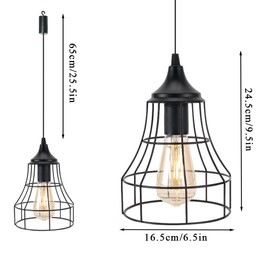 JHY DESIGN Hanging Lamp Black Battery Powered Decorative Pendant Lamp Metal Cage Battery Lamp with 6 Hours Timer for Bar Bedroom Garden Parties Patio Indoor Outdoor Living Room(Geometry)
