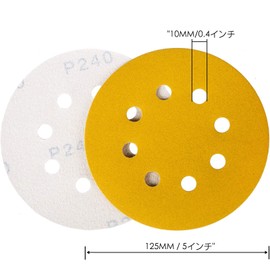 STEBRUAM Disc Paper, 110 Pieces, 4.9 inches (125 mm), 8 Holes, Round Sandpaper, Magic Type, Sandpaper (60#/80#/100#/120#/150#/180#/240#/320#/400#/600#/800#/10 Sheets) For Electric Sanders Sanding Pad Wood For DIY projects Car Polishing, Metal Polishing, 
