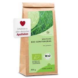 Weltecke Bio-Gerstengras-Pulver 300 g | Deutsche Herstellung | Schonend getrocknet & frisch abgefüllt | Vegan & ohne künstliche Zusätze | Bio-Gerstengrassaft-Pulver aus nachhaltigem Anbau