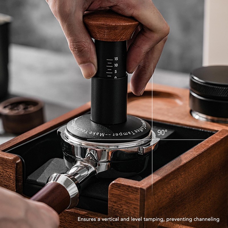 Coffee Tamper Spring Loaded Tamper Calibrated Coffee Tamper Wood Handle