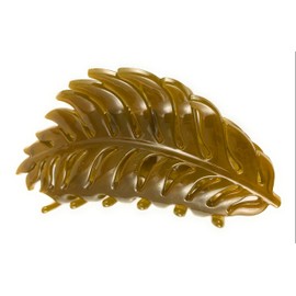 Olive Green leaf hair clip claw butterfly clamp 4 inches long open cut out leaves vine shiny plastic