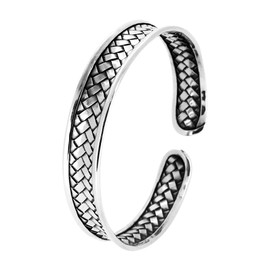Treasure Bay 12mm Womens 925 Sterling Silver Cuff Bangle Bracelet Woven Design