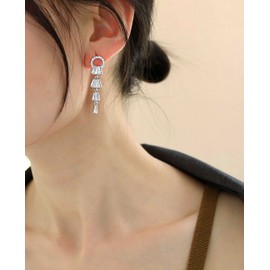 KristLand Earrings Stud Earrings Made of 925 Sterling Silver Gold-Plated Earrings with Sparkling Zirconia Stones Party Birthday Gifts for Women Ladies Girls Silver Colour, Sterling Silver