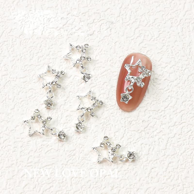 KACHIMOO Star Nail Charms,20 Pieces Dangling Star Nail Charms 3D