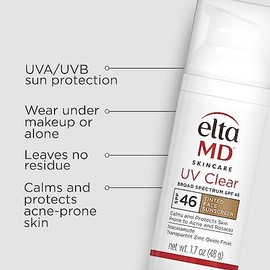 EltaMD UV Clear Tinted Face Sunscreen, SPF 46 Oil- Free with Zinc Oxide, Dermatologist Recommended