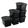 Tyminin Black Plastic Storage Bin ith Lids and Latch, Small