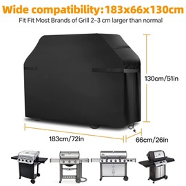 BBQ Cover Waterproof Heavy Duty - Weather Resistant, UV & Fade Resistant Outdoor Rip-Proof Large Barbecue Covers With Adjustable Straps For Weber BBQ, Char Broil, Gas Grill