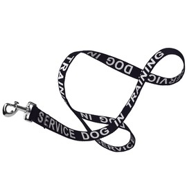 Dogline Black - Service Dog in Training Nylon Leash Printed with Reflective Letters for Small Medium and Large Dogs Do Not Pet ESA Training Working W 1" x L 4 ft