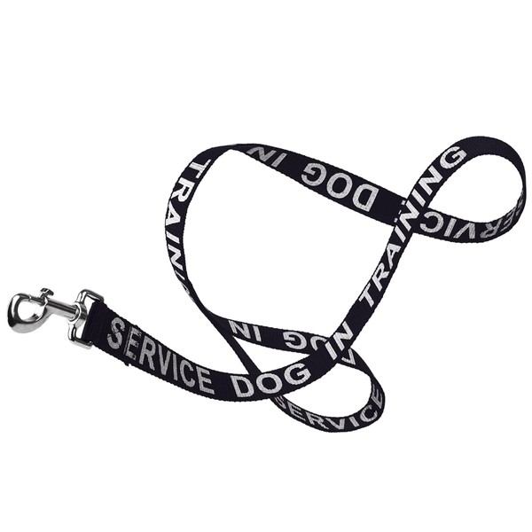 Dogline Black - Service Dog in Training Nylon Leash Printed