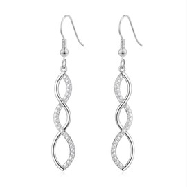 Philip Jones Silver Plated Twist Drop Earrings Created with Zircondia® Crystals