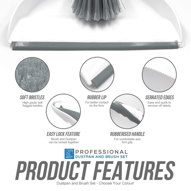 Dustpan and Brush Set , Choose Your Colour (Grey)