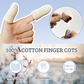 MIG4U 20 Pcs Cotton Finger Cots, Reusable Finger Protectors for Cuts Wounds, Arthritis, Eczema, Bruises, Calluses, Cracking Thumbs Healing, Fingernail Caps/Stall/Cushion/Cover, L/XL