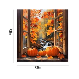 Wiplis - Cortina de ducha de otoño, hojas de arce de otoño, calabazas y escena rústica de arroyo, tela impermeable para decoración de baño de granja o tema de Acción de Gracias, 72 x 72 pulgadas con