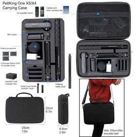 PellKing Motocycle Bike Accessory Bundle for Insta360 ONE X5/X4,Carrying Case with Shoulder Belt,Selfie Stick,Chest Strap,Head Strap,Backpack Clip,Handlebars Mount,Helmet Mount,Screen Protector