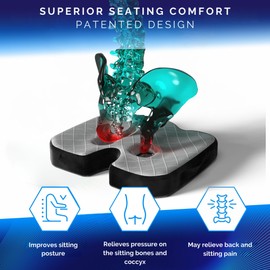 Healthfix® Orthopedic Seat Cushion – Ergonomic Memory Foam Coccyx Cushion with Washable Breathable Cover & Non-Slip Base – Tailbone & Sciatica Pain Relief Pillow for Office Chair (Medium)