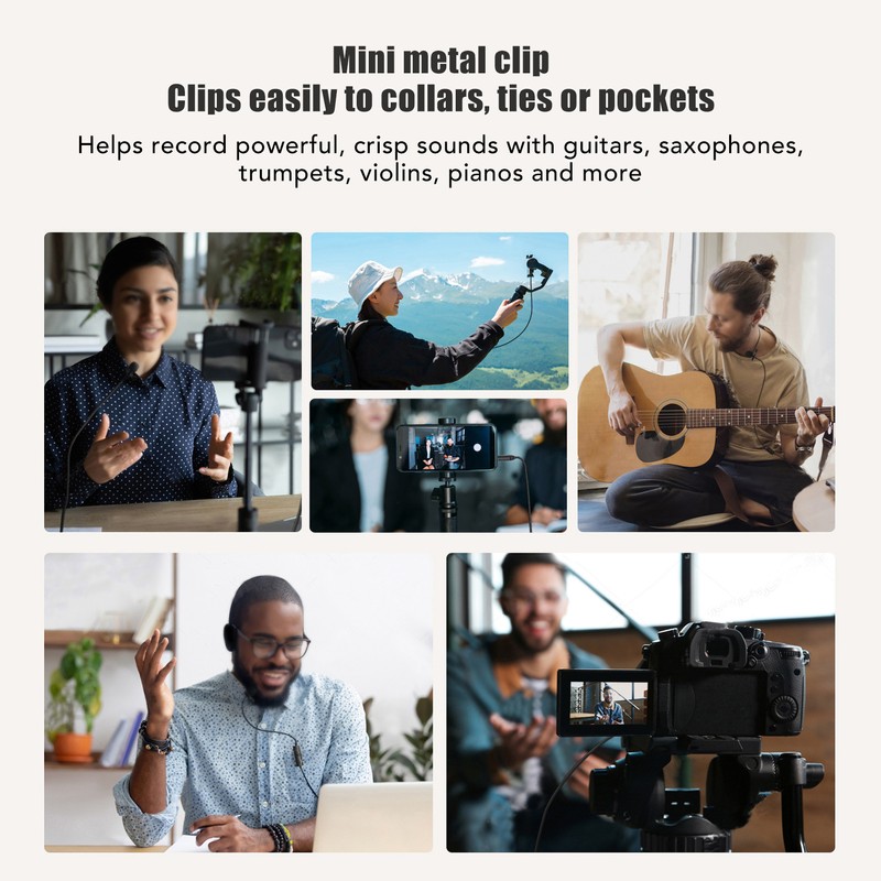Lavalier Microphone Professional Omnidirectional Clip On Wired Microphone for Guitar