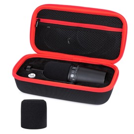 YOUSHARES MV7 Microphone Case Bag with Mic Cover Foam - Mic Case Hard Carring Case with Windshield Compatible with Shure MV7 USB Condenser Microphone