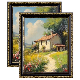 eletecpro 8x10 Picture Frames Set of 2, Vintage Photo Frames with Glass, 8 by 10 Frame Displays 5x7 Photo with Mat or 8x10 without Mat for Tabletop or Wall Decor, Black Gold