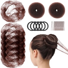 Teenitor Hair Bun Maker Kit For Kids - 2pcs Small Hair Donut Shapers, 10pcs Small Invisible Hair Nets, 20pcs Bobby Pins For Buns, 5 Hair Bands