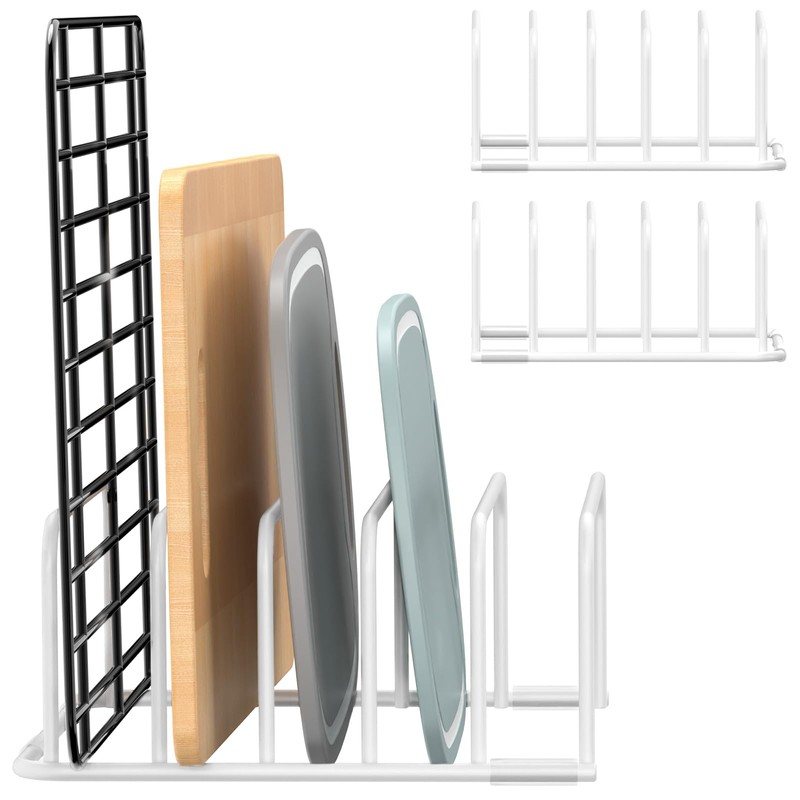 Fikoksol Cutting Board Organizer and Baking Sheet Rack, [2-Pack] White