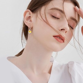 POPLYKE Amber Filigree Teardrop Drop Dangle Earrings Sterling Silver Leverback Earrings Jewelry for Women