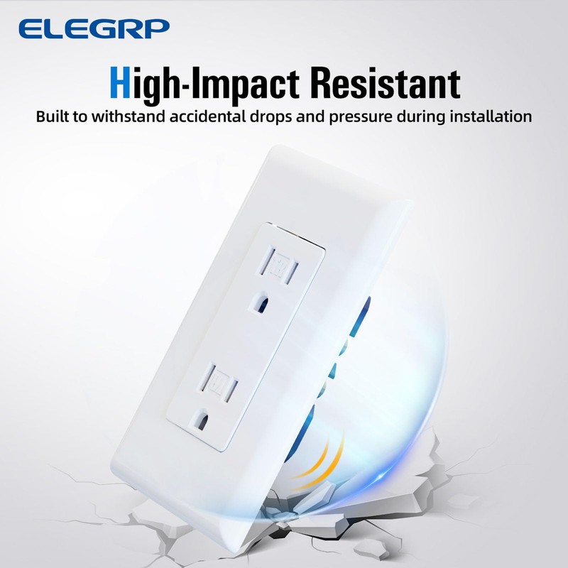 ELEGRP Decorator Wall Receptacle Outlet, Tamper Resistant 15A 125V Standard