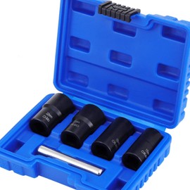 HSEAMALL 1/2" Drive Rotary Socket Set Damaged Screw Removers Handle Nuts Extractor Socket Sets for Removing Lock Wheel Nuts 17mm 19mm 21mm