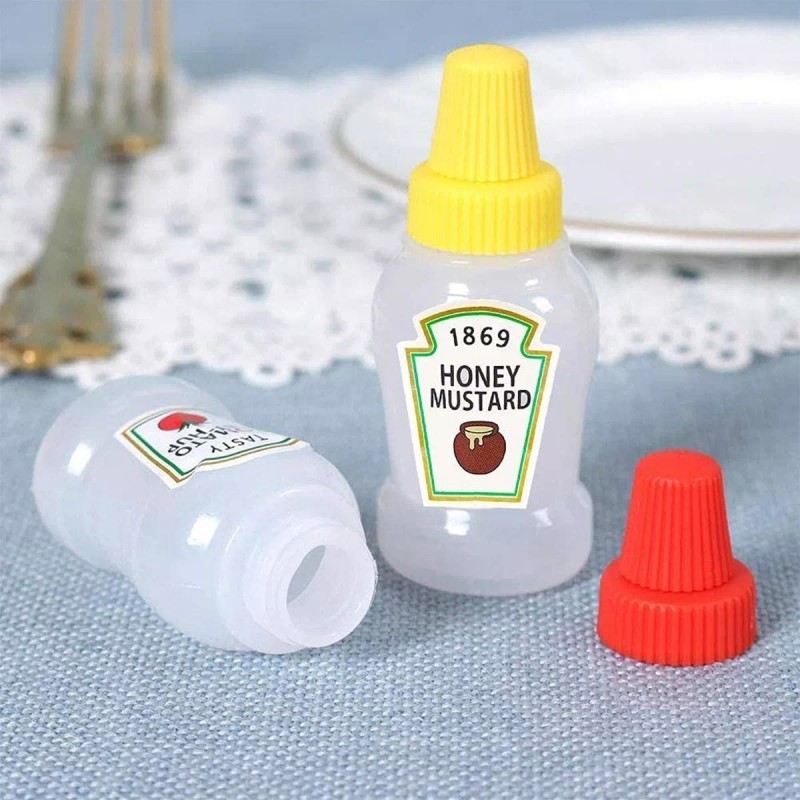 Feawiai 4pcs Frascos Catsup Moztaza Mini Lunch Oficina Viajes 25ml