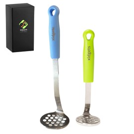 Mini & Medium Masher Box Set. Avocado & Small Potato Mashers. Heavy Duty, Stainless Steel, Dishwasher Safe. Ideal Kitchen Utensils. Compact & Durable. Kitchen Essentials. (Sky Blue/Zippy Green)
