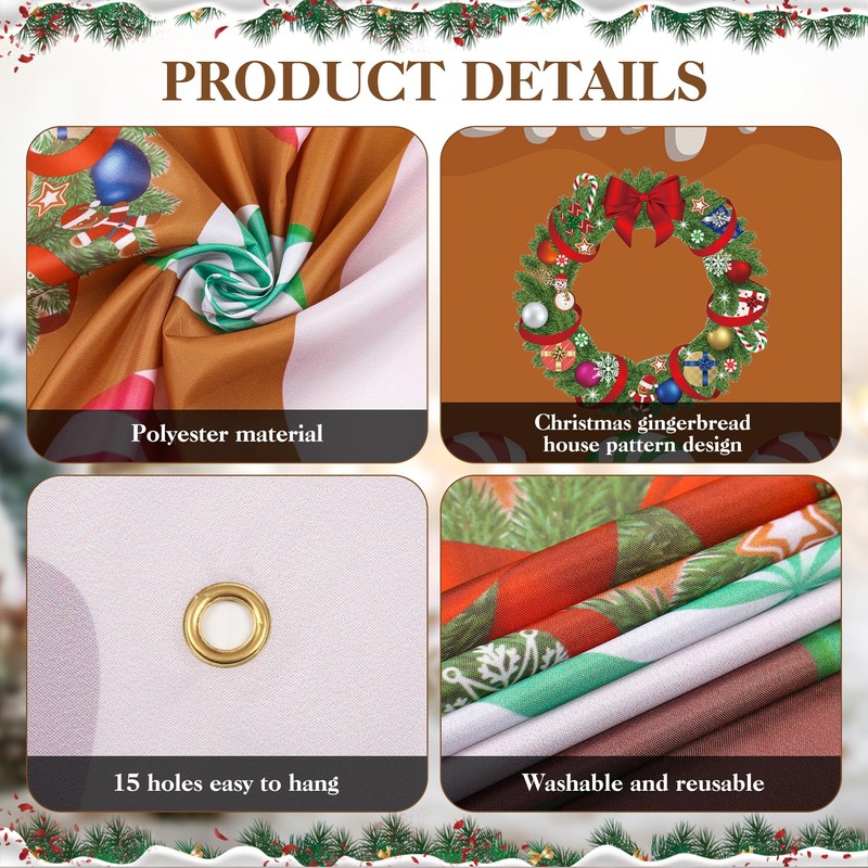 4Pcs Gingerbread House Door Cover Christmas Gingerbread Door Decorations Ginger