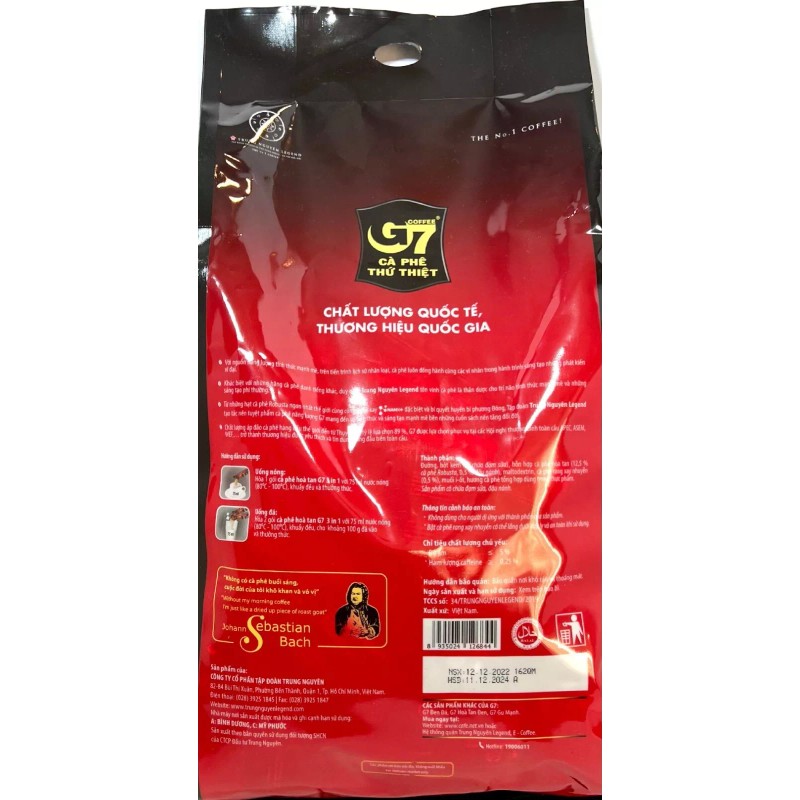 Trung Nguyen G7 3-In-1 Instant Vietnamese Coffee 100 Sticks x