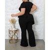 CXXQ Plus Size 2 Piece Outfits for Women Peplum Tops