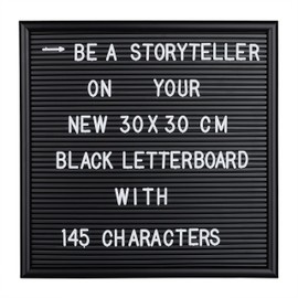 Relaxdays Letterboard, 145 letters, numbers, special characters, 30 x 30 cm, letter board for plugging, plastic, black