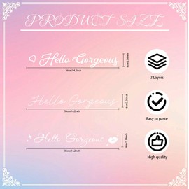 GOMAKERER 3 Pcs Mirror Stickers, Hello Gorgeous Mirror Decal Positive Affirmation Decal Stickers for Bathroom Bedroom Living Room Car Window Rearview Mirror for Women