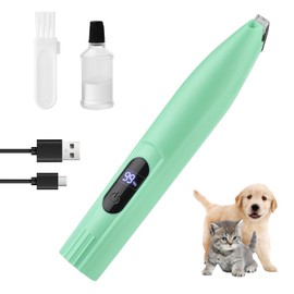 Electric Dog Paw Trimmer with LCD Display, Pet Hair Trimmer for Dogs Paws, Paw Hair Trimmer for Dogs, Pet Micro Precision Trimmer, Cat Paw Pad Trimmer for Grooming, Paw Shavers for Dogs Feet (Green)