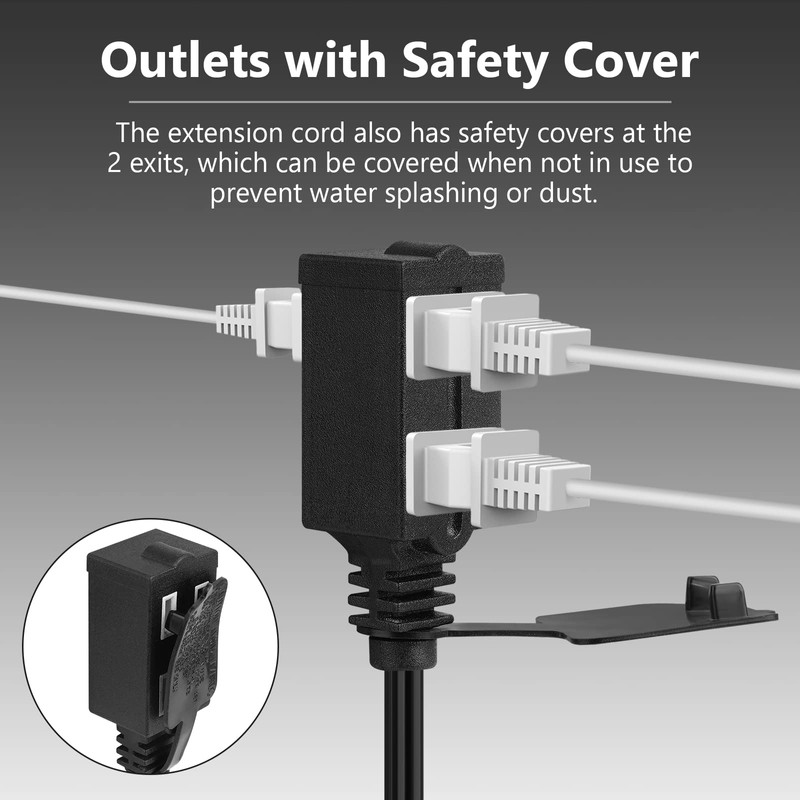Twin Extension Cord Power Strip 13Ft, Double Extension Cord Splitter