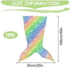 Kids Mermaid Tail Blanket Mermaid Tail Blankets Glow in The Dark Gifts for Girls with Rainbow Ombre Glittering Fish Scale Design（Rainbow Color）