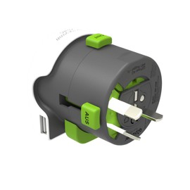 Q2 Power | Qdapter USB World to Europe | Universal-Reiseadapter mit Erdungsstecker und 1 USB Typ A 2,1 A | KID SAFE Stoßschutz | Spannung und Leistung 100V-1000W / 250V-2500W