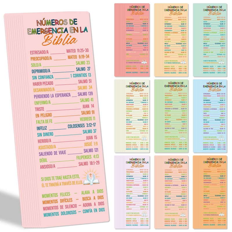 Celavoy Spanish Bible Emergency Numbers Bookmark - Paper Bookmarks Bulk