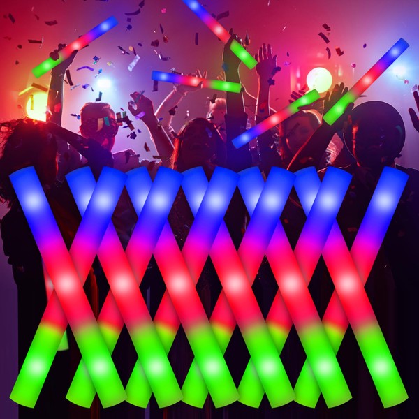 Lydazlab Foam Glow Sticks, 38pcs Foam LED Light Up Sticks